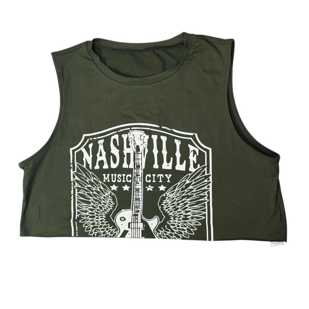 Nashville Olive Green Cropped Tank Large